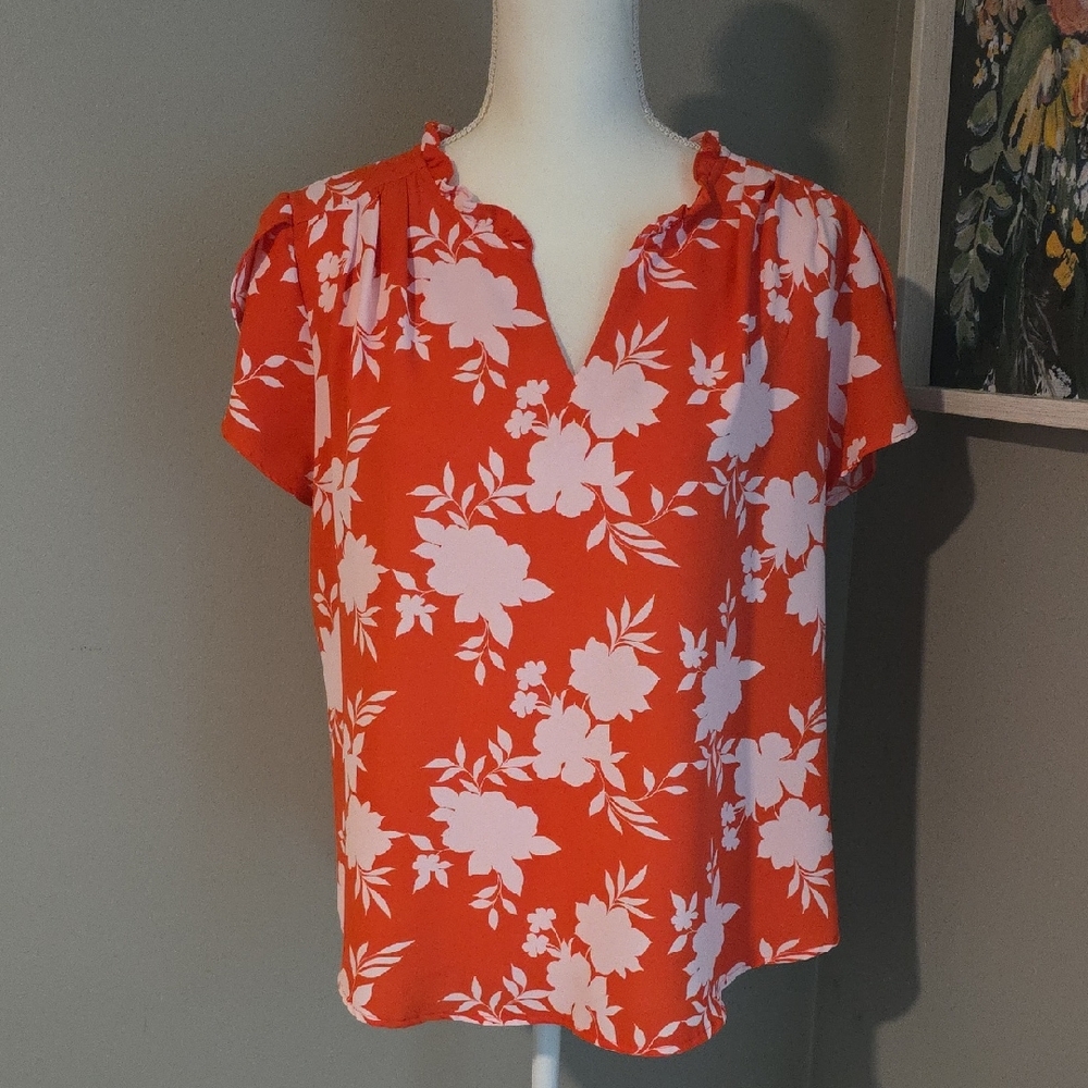 41 Hawthorn Orange and White Blouse Size XL